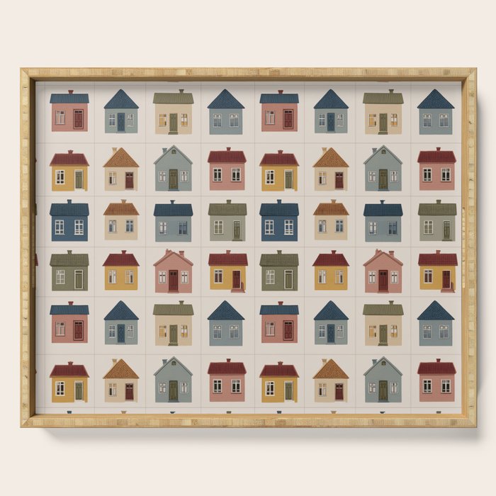 Whimsical Cottage Grid - Cozy Heirloom Serving Tray Gallery Image 1