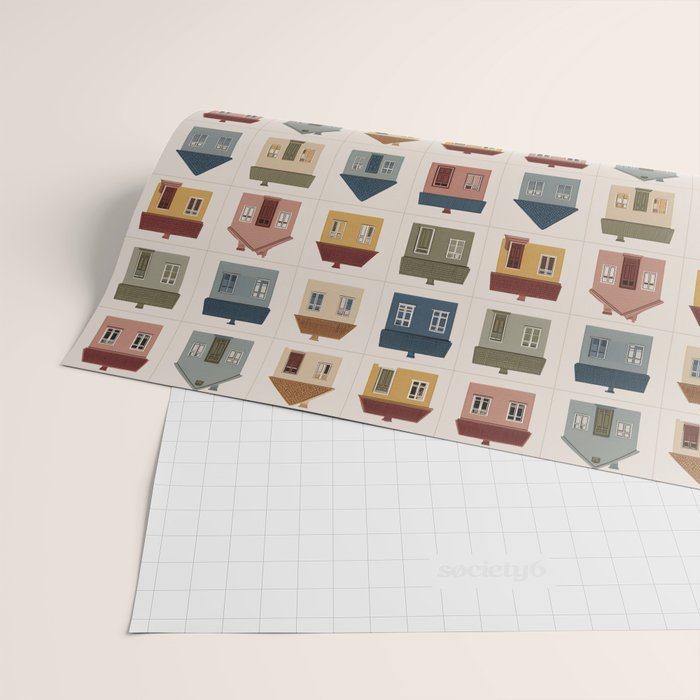 Whimsical Cottage Grid - Cozy Heirloom Wrapping Paper Gallery Image 2