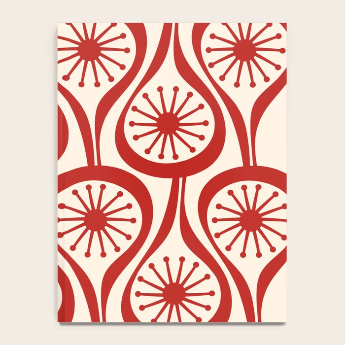 Mid Century Modern Atomic Drops Pattern Red and Cream Notebook Gallery Image 4
