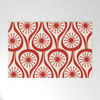 Mid Century Modern Atomic Drops Pattern Red and Cream Welcome Mat Gallery Image 1