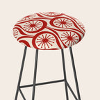 Mid Century Modern Atomic Drops Pattern Red and Cream Stool Gallery Image 2