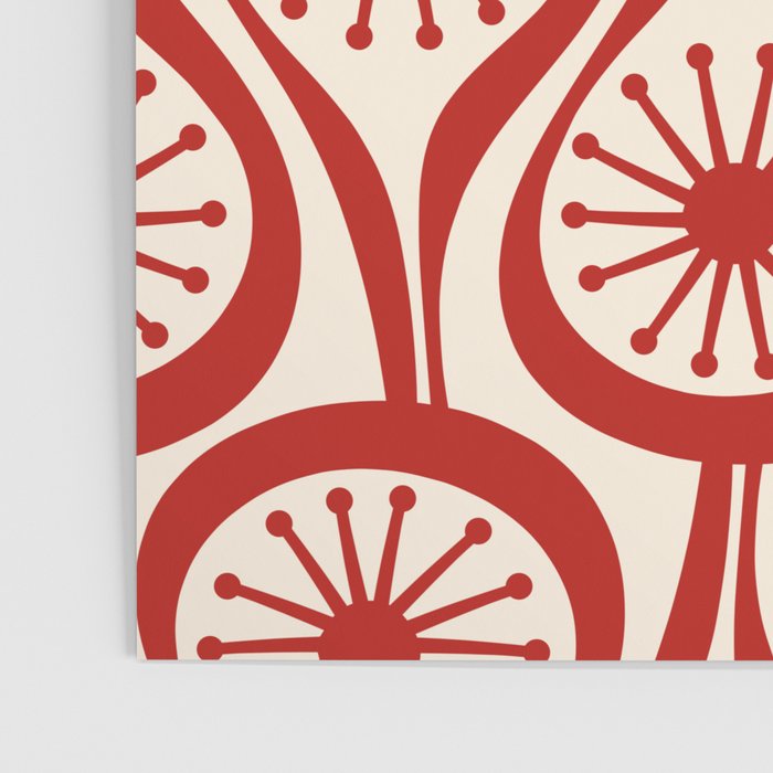 Mid Century Modern Atomic Drops Pattern Red and Cream Poster Gallery Image 3