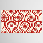 Mid Century Modern Atomic Drops Pattern Red and Cream Tablecloth Gallery Image 2