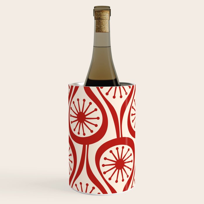 Mid Century Modern Atomic Drops Pattern Red and Cream Wine Chiller Gallery Image 1