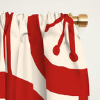 Mid Century Modern Atomic Drops Pattern Red and Cream Window Curtain Gallery Image 2