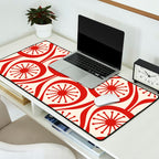 Mid Century Modern Atomic Drops Pattern Red and Cream Desk Mat Gallery Image 2