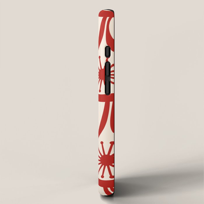 Mid Century Modern Atomic Drops Pattern Red and Cream iPhone Case Gallery Image 2