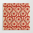 Mid Century Modern Atomic Drops Pattern Red and Cream Wood Wall Art Gallery Image 1