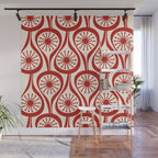 Mid Century Modern Atomic Drops Pattern Red and Cream Wall Mural Gallery Image 1