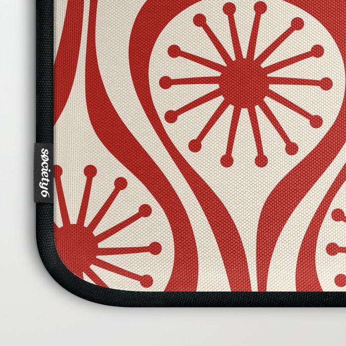 Mid Century Modern Atomic Drops Pattern Red and Cream Laptop Sleeve Gallery Image 3