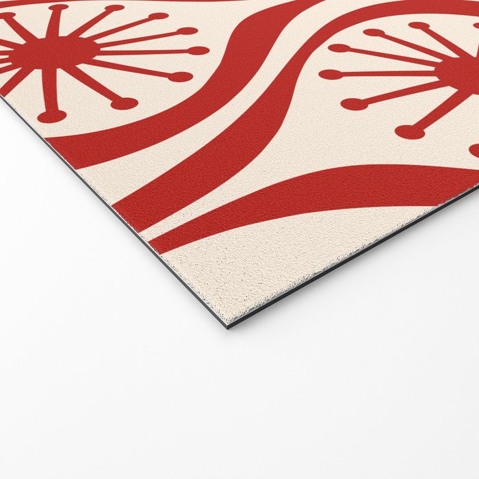 Mid Century Modern Atomic Drops Pattern Red and Cream Welcome Mat Gallery Image 2