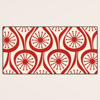 Mid Century Modern Atomic Drops Pattern Red and Cream Desk Mat Gallery Image 3