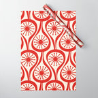 Mid Century Modern Atomic Drops Pattern Red and Cream Wrapping Paper Gallery Image 1