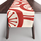 Mid Century Modern Atomic Drops Pattern Red and Cream Table Runner Gallery Image 1