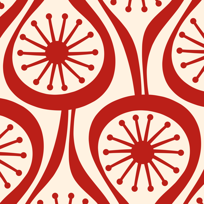 Mid Century Modern Atomic Drops Pattern Red and Cream Coffee Mug Gallery Image 2