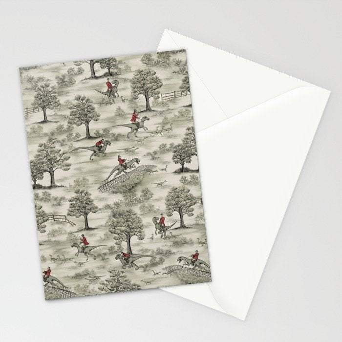 Not-So-Traditional English Fox Hunt with Dinosaurs Stationery Card Gallery Image 2