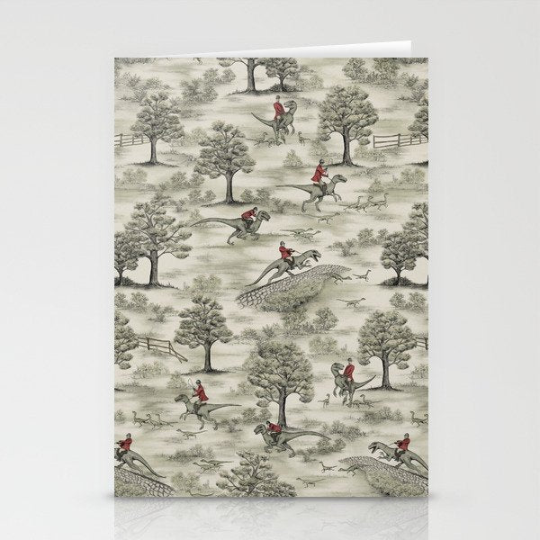 Not-So-Traditional English Fox Hunt with Dinosaurs Stationery Card Gallery Image 2