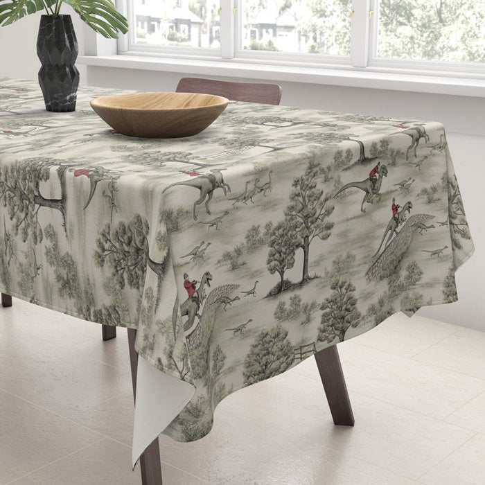 Not-So-Traditional English Fox Hunt with Dinosaurs Tablecloth Gallery Image 3