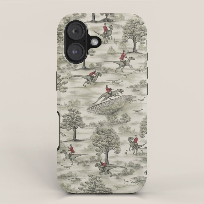 Not-So-Traditional English Fox Hunt with Dinosaurs iPhone Case Gallery Image 1