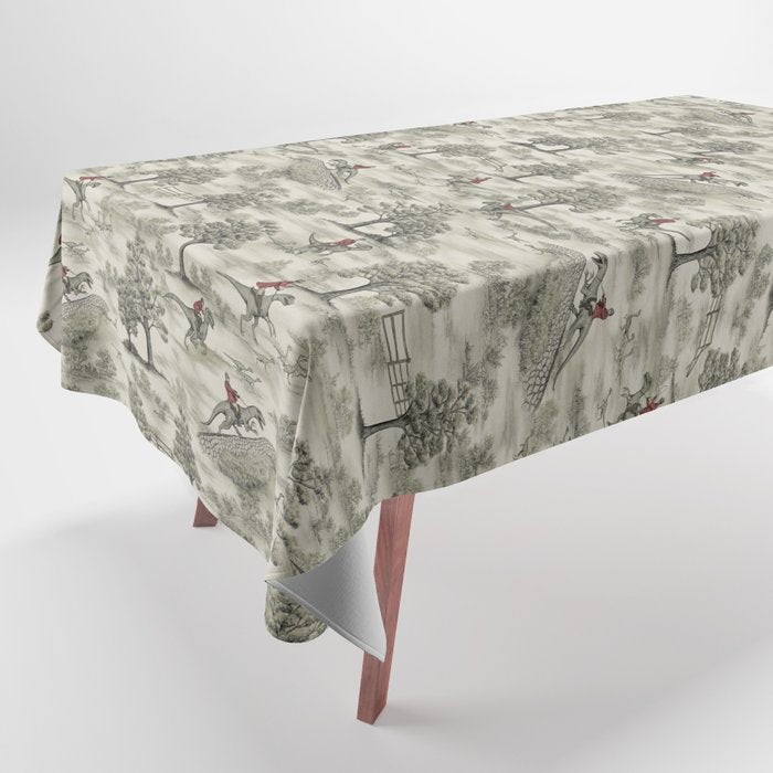 Not-So-Traditional English Fox Hunt with Dinosaurs Tablecloth Gallery Image 1