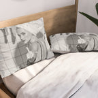 Romans!  Citizens!  Trolls!  Bad boyfriends!  Neo-conservatives we present to you The Birds of Springs humorous blond housewife giving the middle finger (the bird) black and white photograph - photography - photographs by Vitalik Radko Pillow Sham Gallery Image 2