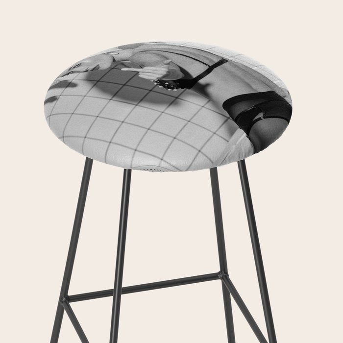 Romans!  Citizens!  Trolls!  Bad boyfriends!  Neo-conservatives we present to you The Birds of Springs humorous blond housewife giving the middle finger (the bird) black and white photograph - photography - photographs by Vitalik Radko Stool Gallery Image 2