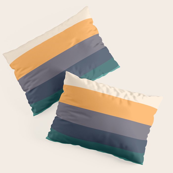 Mid Century Modern Minimalist Color Block Pattern Yellow Grey Green Pillow Sham Gallery Image 1