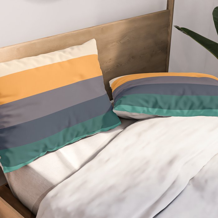 Mid Century Modern Minimalist Color Block Pattern Yellow Grey Green Pillow Sham Gallery Image 2