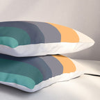 Mid Century Modern Minimalist Color Block Pattern Yellow Grey Green Pillow Sham Gallery Image 3