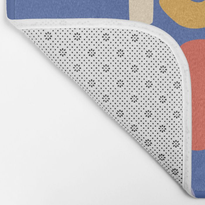 Today is a Good Day in blue red peach pink and mustard yellow Bath Mat Gallery Image 2
