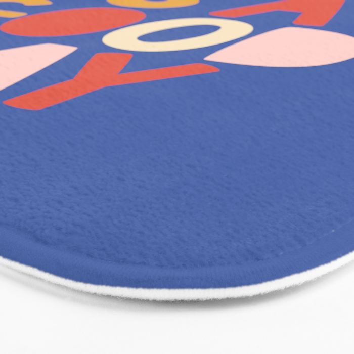 Today is a Good Day in blue red peach pink and mustard yellow Bath Mat Gallery Image 3