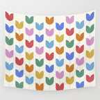 Spring Tulips IX Bright Rainbow Mid Century Flowers Wall Tapestry Gallery Image 4