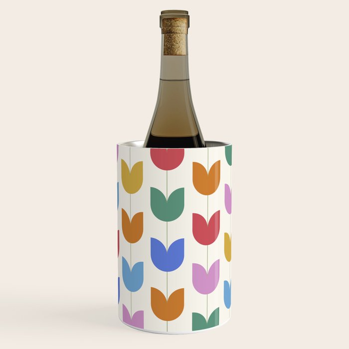 Spring Tulips IX Bright Rainbow Mid Century Flowers Wine Chiller Gallery Image 3