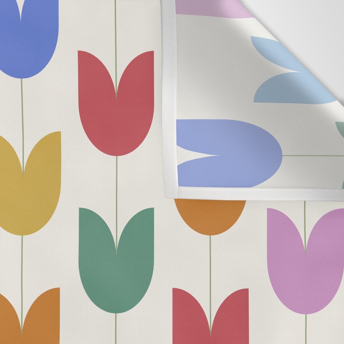 Spring Tulips IX Bright Rainbow Mid Century Flowers Wall Tapestry Gallery Image 3