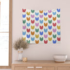 Spring Tulips IX Bright Rainbow Mid Century Flowers Wall Tapestry Gallery Image 2