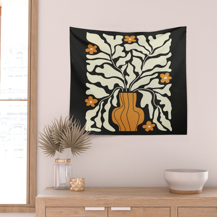 Golden Vase 02 | Summer Bloom: Matisse Night Edition Wall Tapestry Gallery Image 2