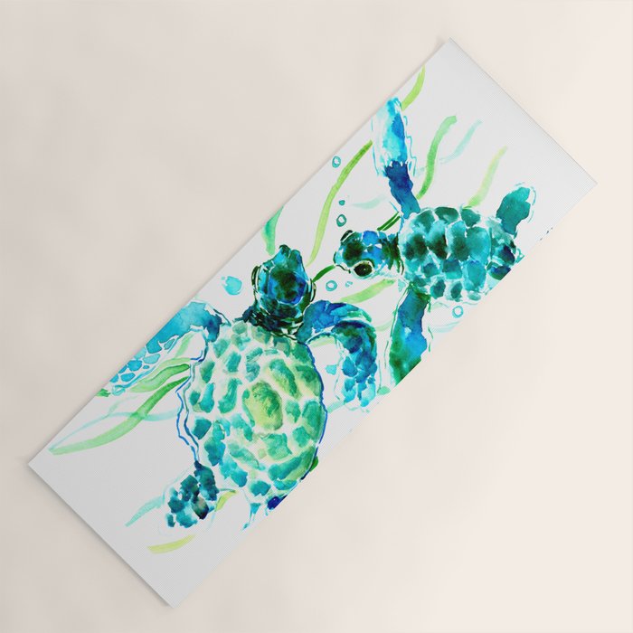 Sea Turtles, Turquoise blue Design Yoga Mat Gallery Image 1