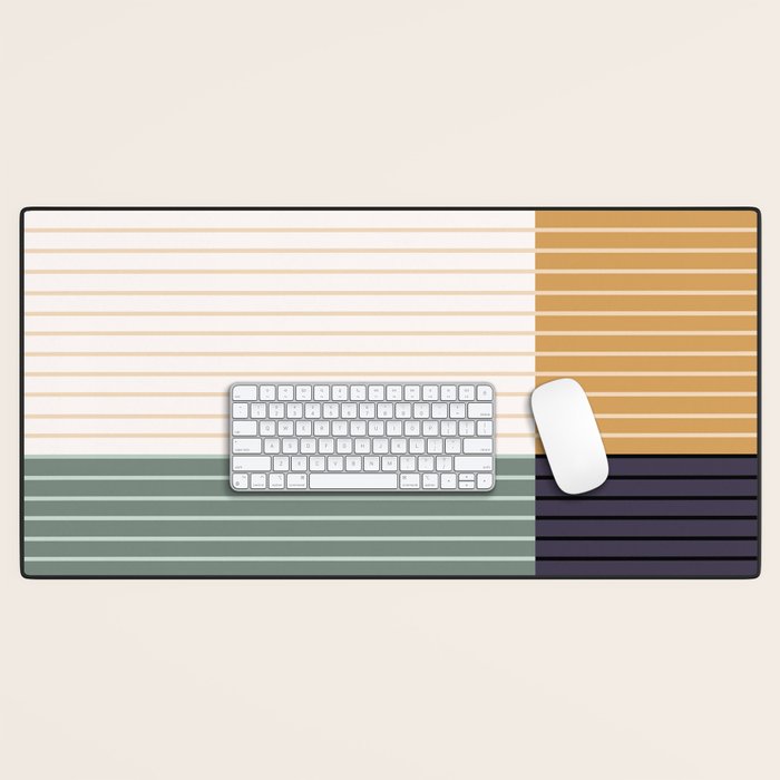 Color Block Line Abstract LXX Retro Boho Desk Mat Gallery Image 1