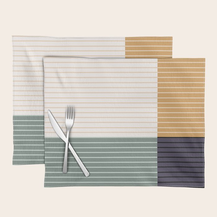Color Block Line Abstract LXX Retro Boho Placemat Gallery Image 1