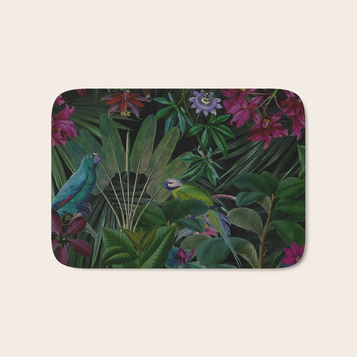 Moody Midnight Jungle Lush Tropical Paradise Bath Mat Gallery Image 1