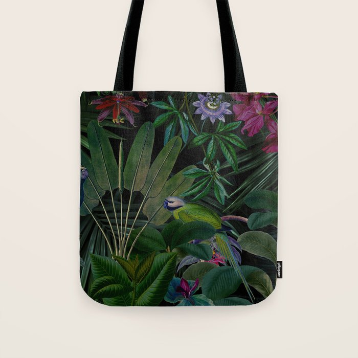 Moody Midnight Jungle Lush Tropical Paradise Tote Bag Gallery Image 1