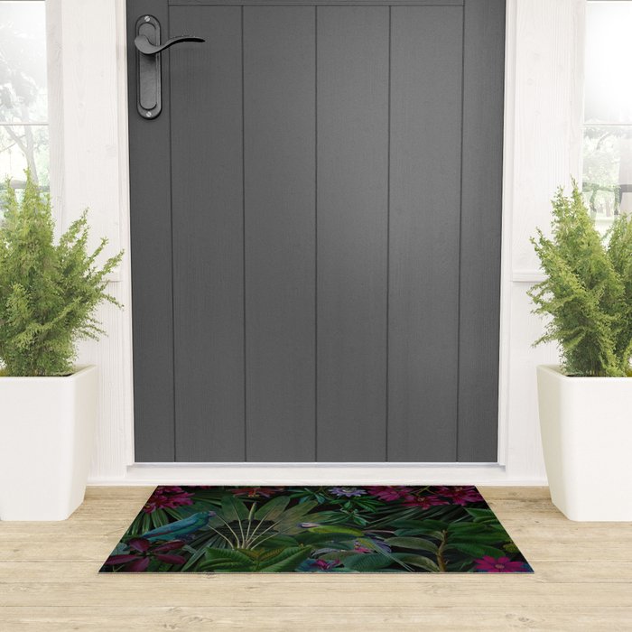 Moody Midnight Jungle Lush Tropical Paradise Welcome Mat Gallery Image 3