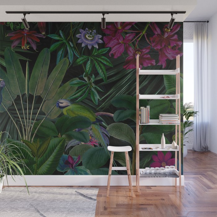 Moody Midnight Jungle Lush Tropical Paradise Wall Mural Gallery Image 1