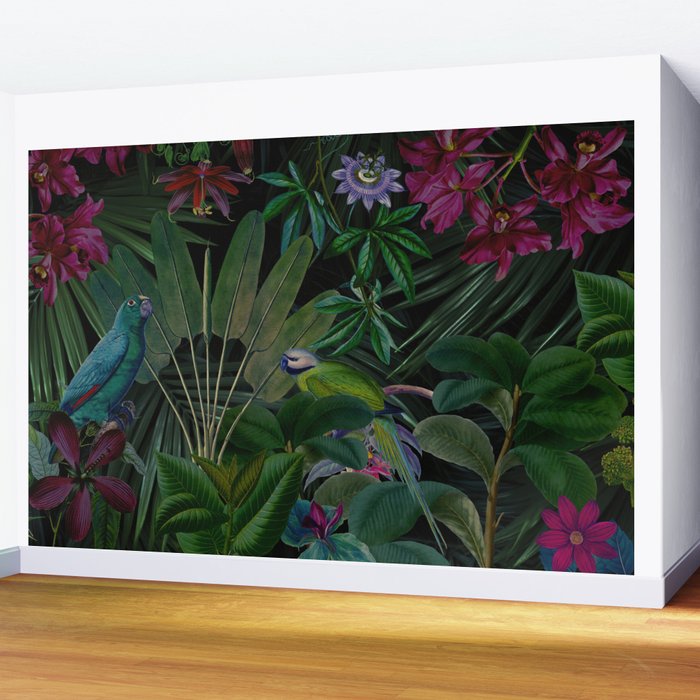 Moody Midnight Jungle Lush Tropical Paradise Wall Mural Gallery Image 2