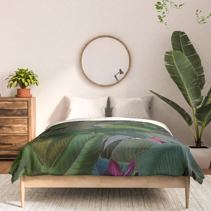 Moody Midnight Jungle Lush Tropical Paradise Comforter Gallery Image 3