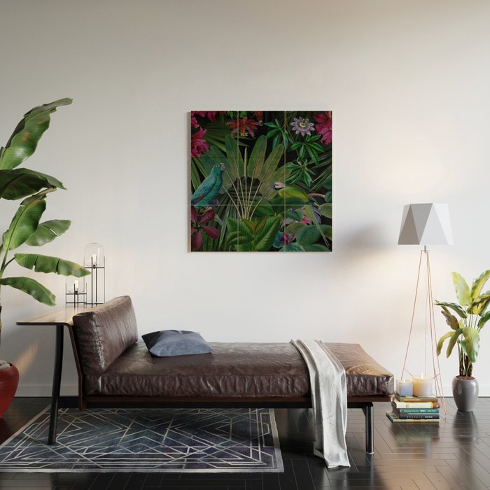 Moody Midnight Jungle Lush Tropical Paradise Wood Wall Art Gallery Image 2