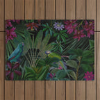 Moody Midnight Jungle Lush Tropical Paradise Outdoor Rug Gallery Image 1