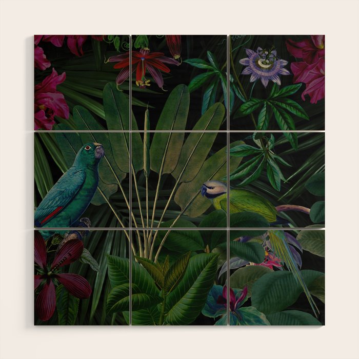 Moody Midnight Jungle Lush Tropical Paradise Wood Wall Art Gallery Image 1
