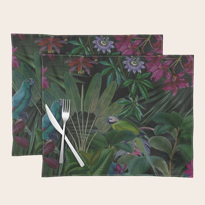 Moody Midnight Jungle Lush Tropical Paradise Placemat Gallery Image 1