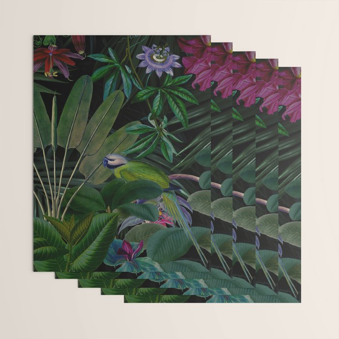 Moody Midnight Jungle Lush Tropical Paradise Wrapping Paper Gallery Image 3